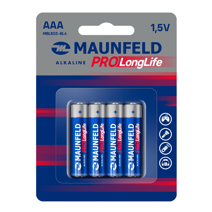Батарейки MAUNFELD PRO Long Life Alkaline ААА(LR03) MBLR03-BL4, блистер 4&nbsp;шт