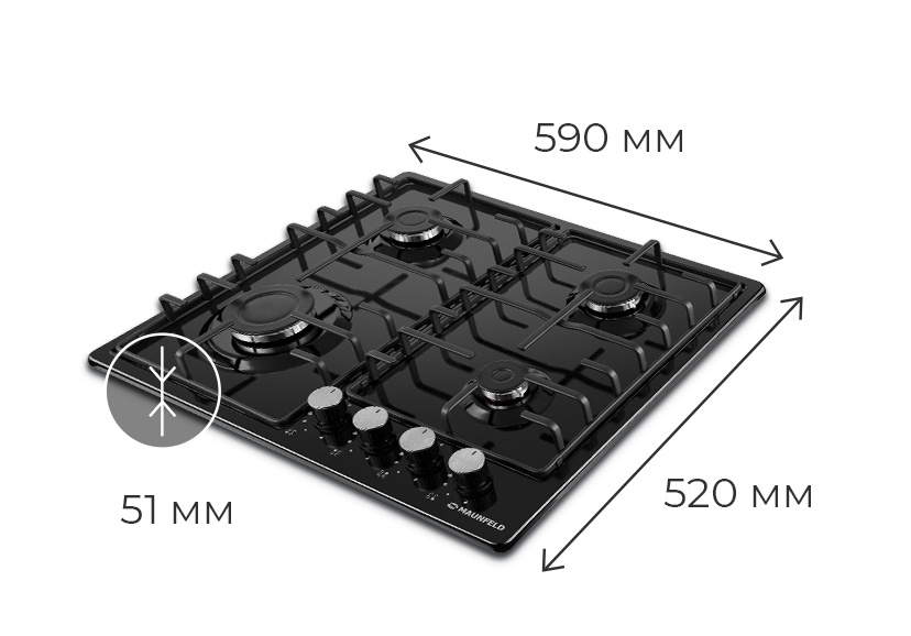 Ширина 590&nbsp;мм, глубина 520&nbsp;мм, высота 51&nbsp;мм