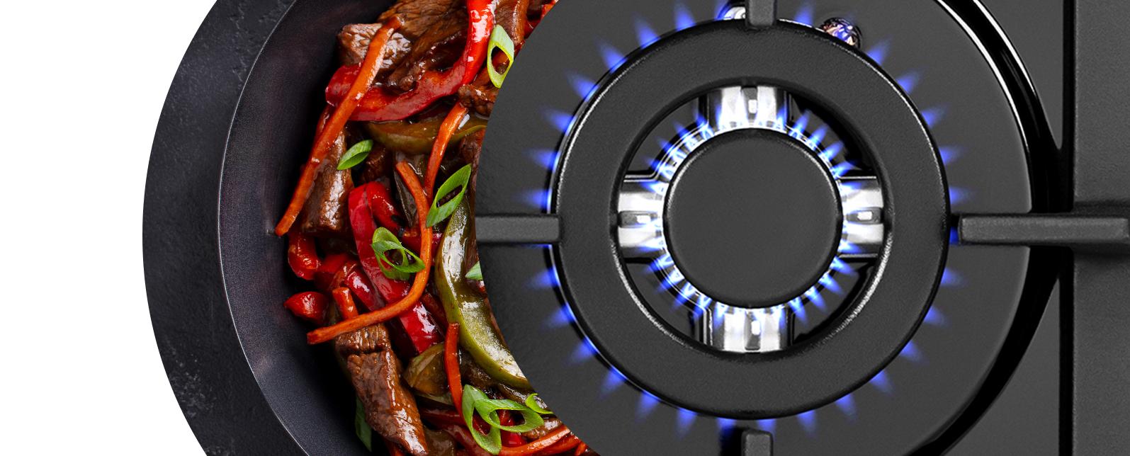 Мощная WOK-конфорка с&nbsp;двойным пламенем мощностью 3000&nbsp;Вт