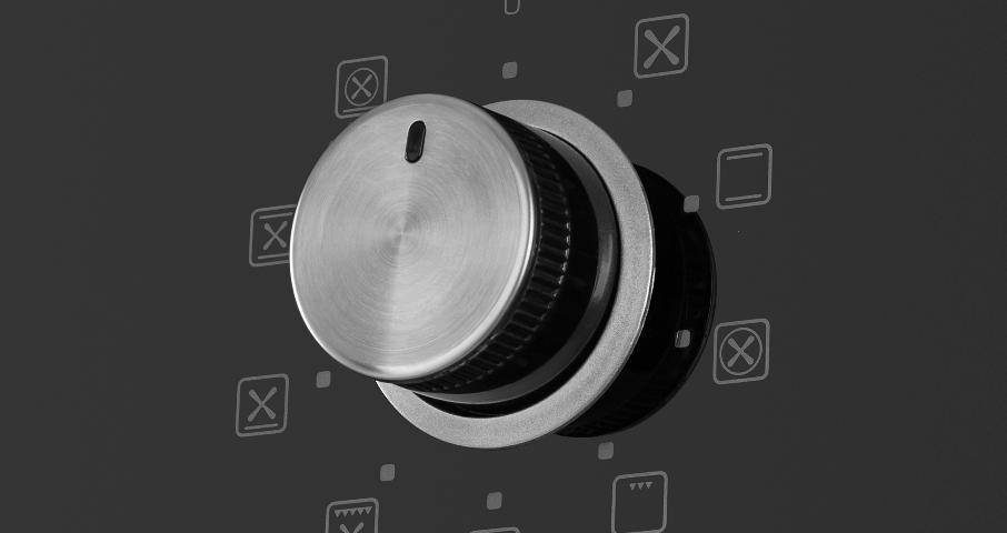 Современные поворотные ручки PUSH PULL легким нажатием убираются внутрь корпуса. Благодаря этому регулятор защищен от&nbsp;внешних загрязнений.