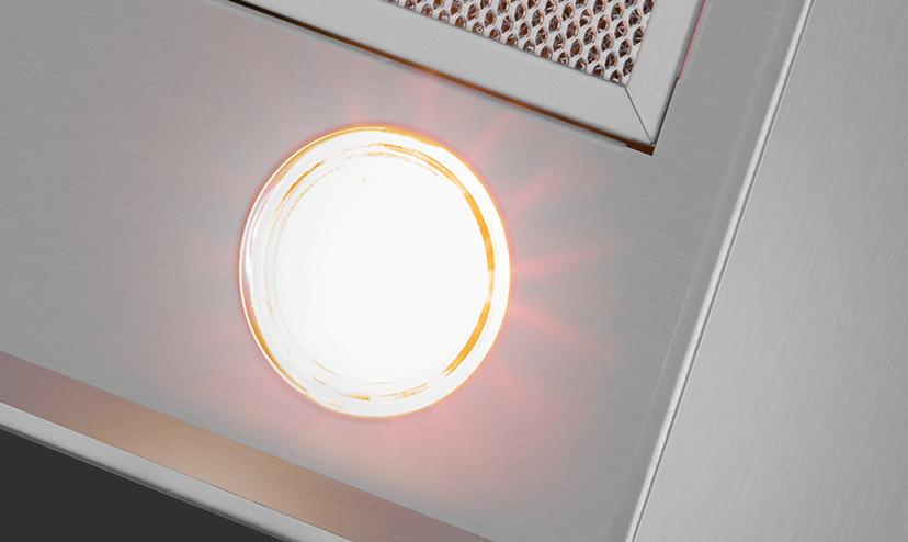 Современное яркое LED освещение будет превосходно освещать рабочую зону приготовления