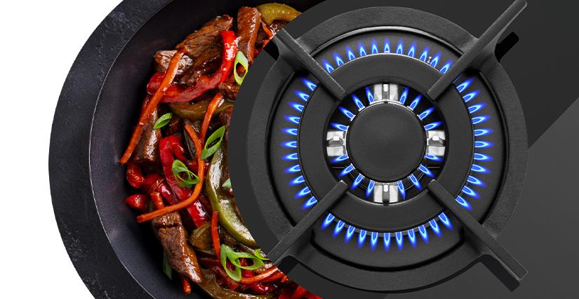 WOK конфорка, обладающая повышенной мощностью 3800&nbsp;Вт, приготовление блюд становится еще более быстрым, а&nbsp;нагрев посуды равномерным