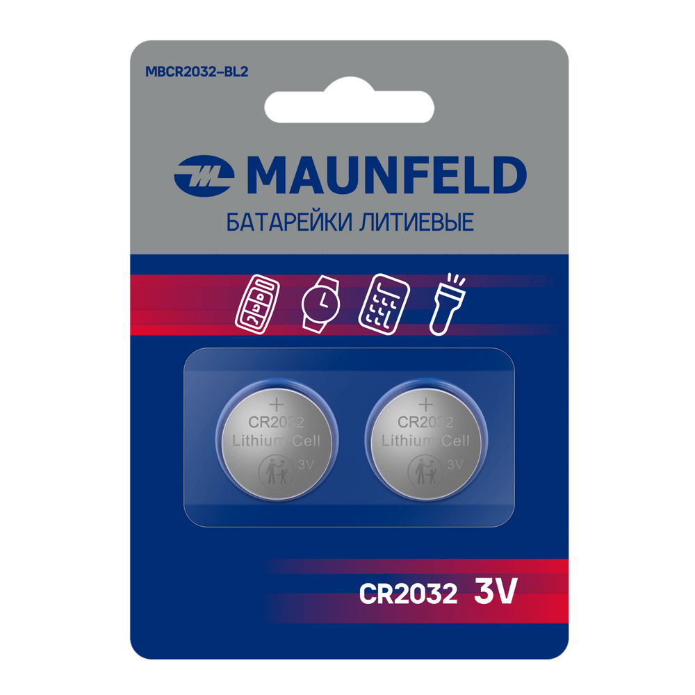 

Батарейки MAUNFELD Lithium CR2032 MBCR2032-BL2, блистер 2 шт