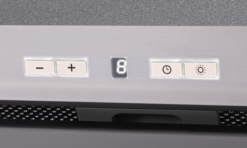 Кнопочная система управления позволяет выбрать один их <span class="nobr">3-х</span> режимов работы вентилятора и&nbsp;включить освещение рабочей поверхности