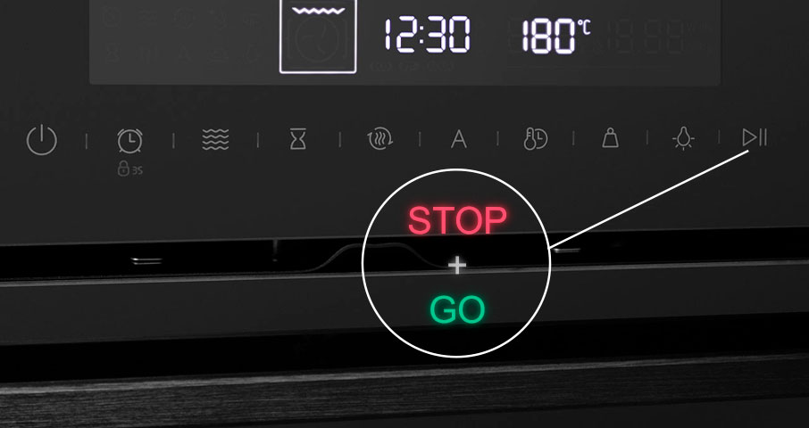Функция Stop &amp; Go создана для&nbsp;того, чтобы вы могли в&nbsp;любой момент поставить работу духового шкафа на&nbsp;паузу, а&nbsp;затем так же&nbsp;просто возобновить его&nbsp;работу