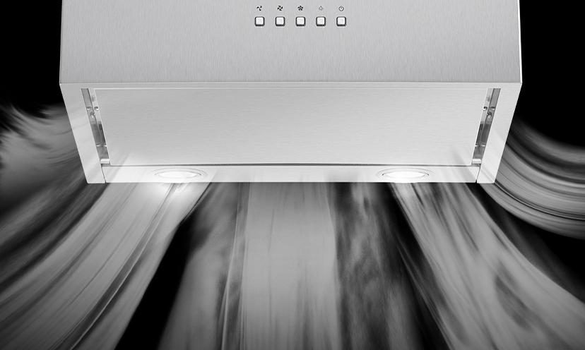 Вытяжка с&nbsp;мощным мотором 230&nbsp;Вт. Высокая производительность 1050&nbsp;м3 /ч обеспечит чистый воздух во&nbsp;время готовки и&nbsp;после нее