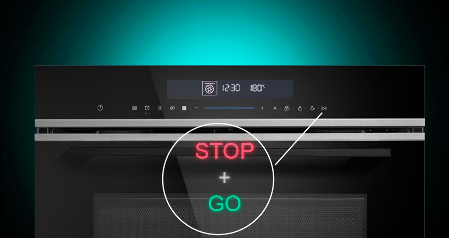 Функция Stop &amp; Go создана для&nbsp;того, чтобы вы могли в&nbsp;любой момент поставить работу духового шкафа на&nbsp;паузу, а&nbsp;затем так же&nbsp;просто возобновить его&nbsp;работу