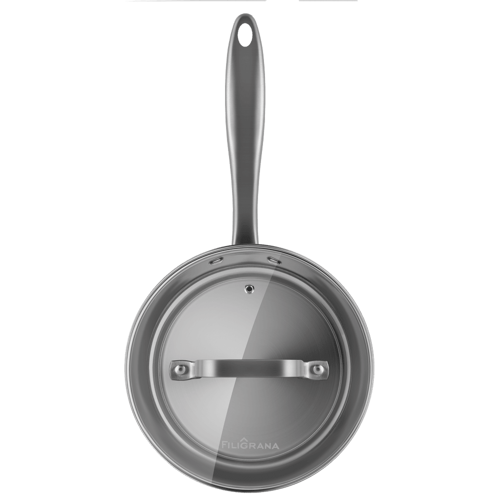 Ковш FILIGRANA MOLLY FG18MLL01SP из нержавеющей стали со стеклянной крышкой, 16 см, 1,8 л.