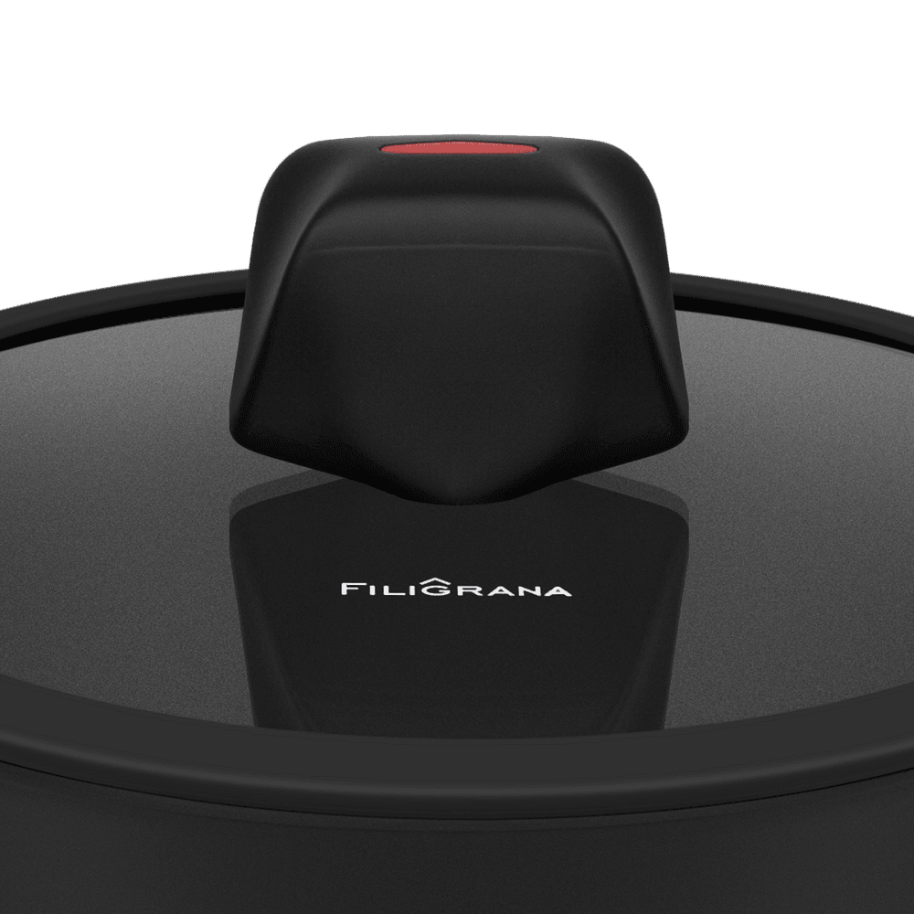 Ковш FILIGRANA CARITA FG18CRT01SP из кованого алюминия со стеклянной крышкой, 18 см