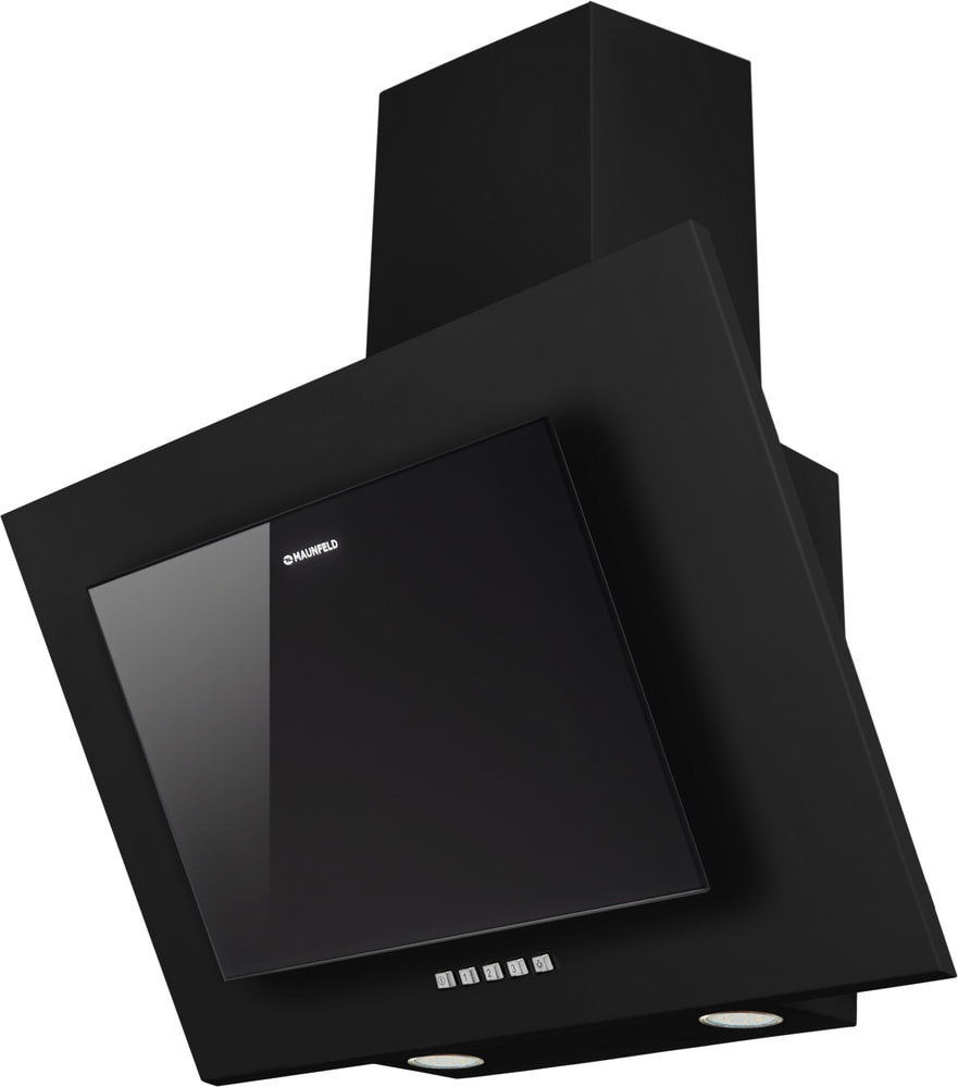 Наклонная черная вытяжка 60 см с кнопочным управлением Наклонная черная вытяжка 60 см с кнопочным управлением