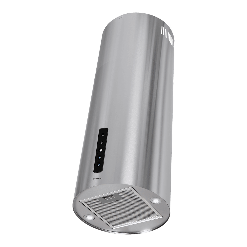 Островная серая вытяжка  с сенсорным управлением