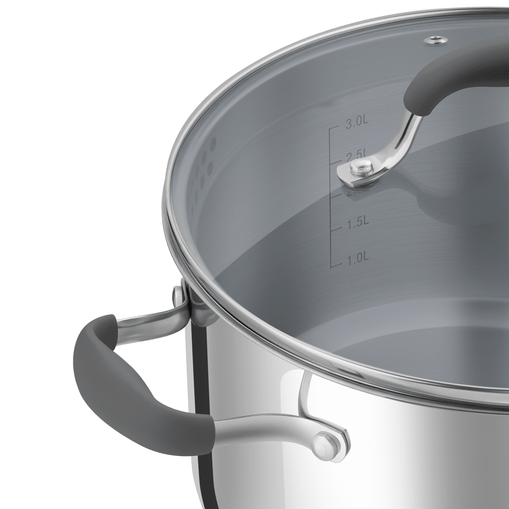 Кастрюля MAUNFELD LAURA MCS40S08GR из нержавеющей стали со стеклянной крышкой, 22 см, 4 л.