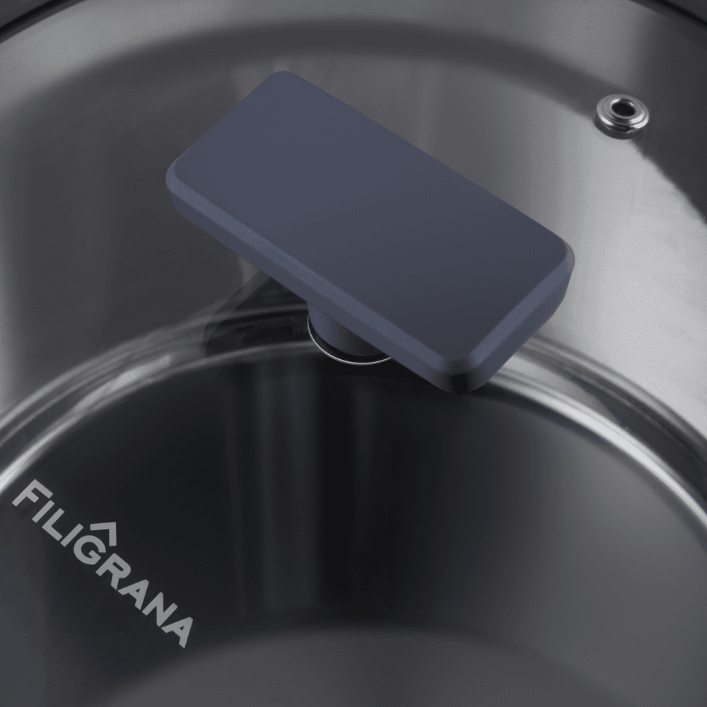 Кастрюля FILIGRANA STELLA FG20STL01CR из нержавеющей стали со стеклянной крышкой, 16 см, 1,9 л