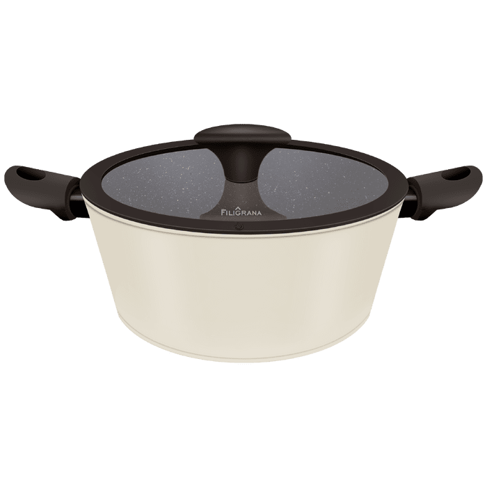 Кастрюля FILIGRANA EDDA FG24EDD01CS из кованого алюминия со стеклянной крышкой, 24 см