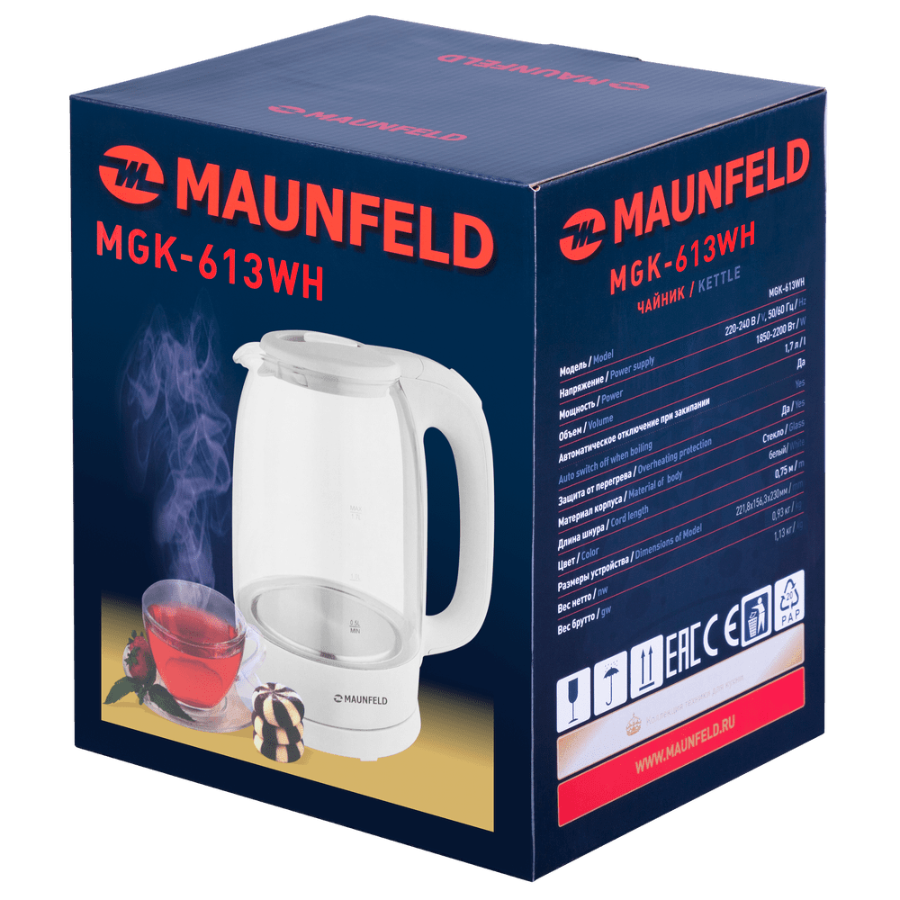 Чайник MAUNFELD MGK-613WH(уценка)