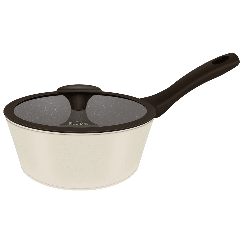 Ковш FILIGRANA EDDA FG18EDD01SP из кованого алюминия со стеклянной крышкой, 18 см