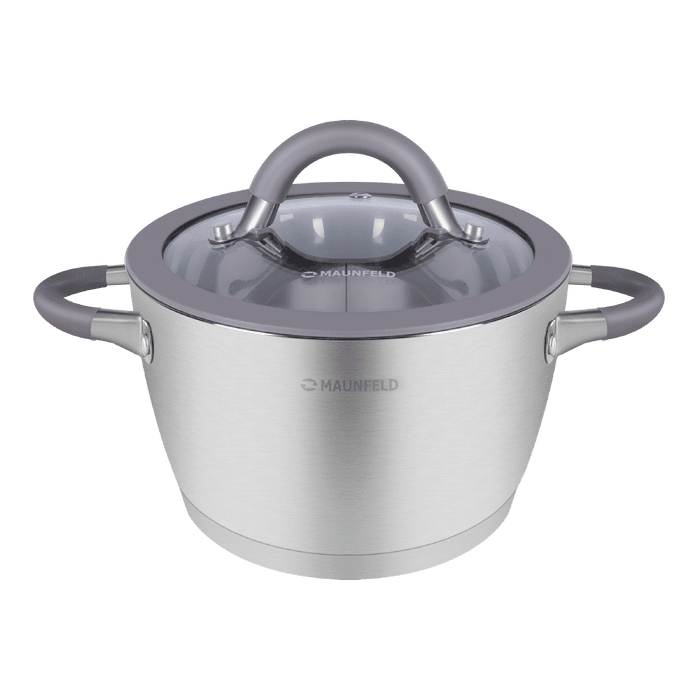 Кастрюля MAUNFELD LEONA MF40LN01CR из&nbsp;нержавеющей стали со&nbsp;стеклянной крышкой, 20&nbsp;см, 3,2&nbsp;л.