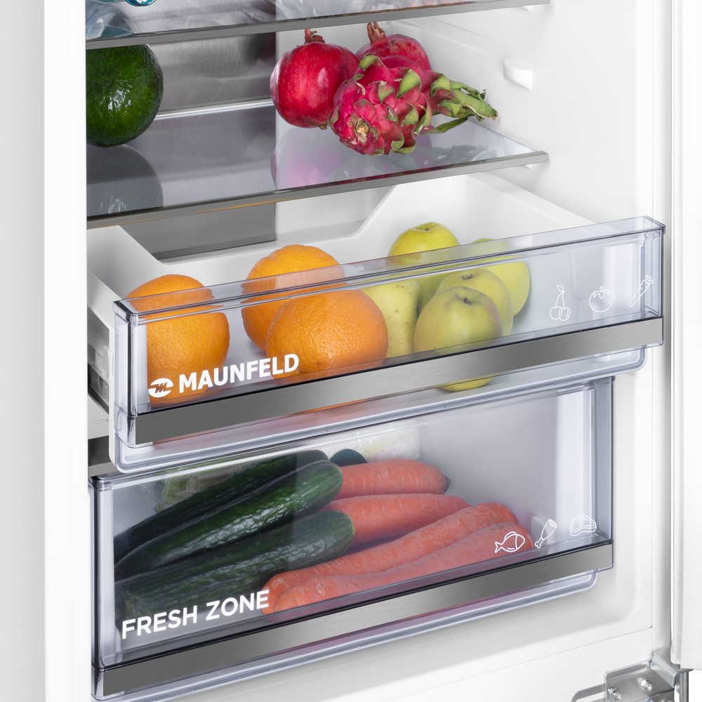 Холодильник-морозильник встраиваемый MAUNFELD MBF17754NFWHGR LUX