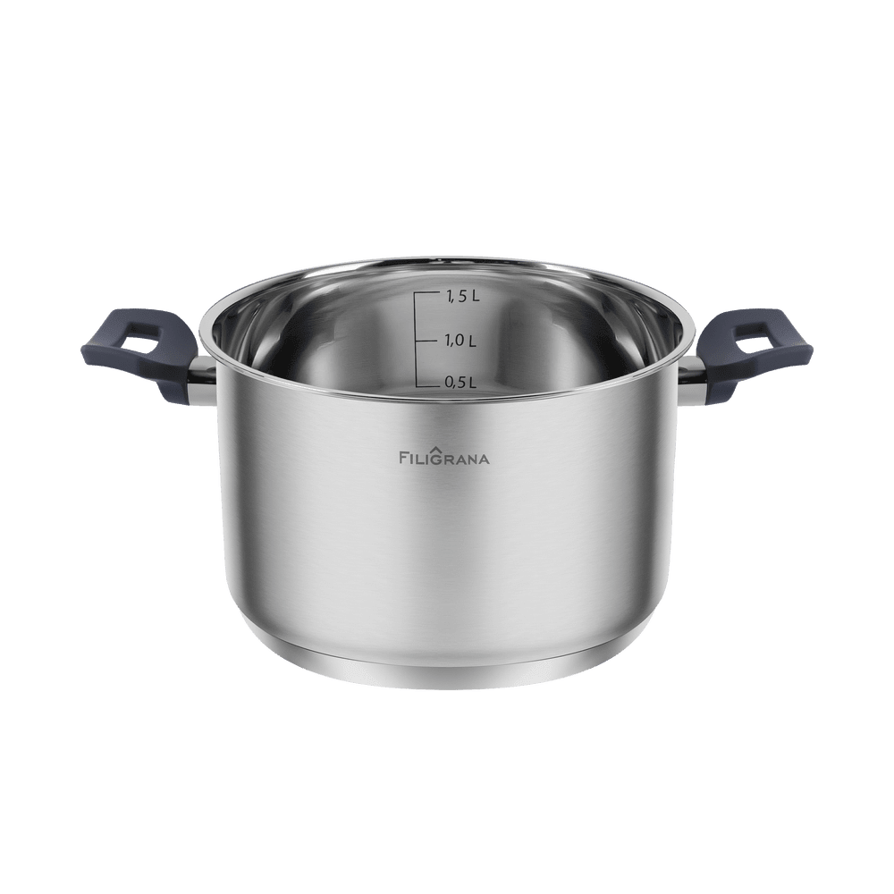 Кастрюля FILIGRANA STELLA FG20STL01CR из нержавеющей стали со стеклянной крышкой, 16 см, 1,9 л