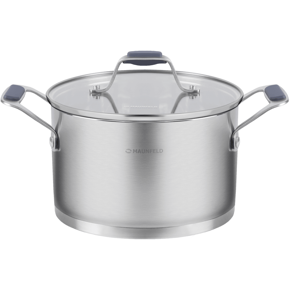 Кастрюля MAUNFELD MADISON MF50MS01CR из нержавеющей стали со стеклянной крышкой, 22 см, 4,7 Кастрюля MAUNFELD MADISON MF50MS01CR из нержавеющей стали со стеклянной крышкой, 22 см, 4,7