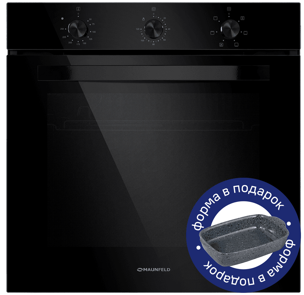 Электрический  черный духовой шкаф 60 см с режимом конвекции