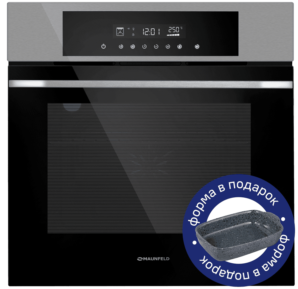 Электрический  серый духовой шкаф 60 см с режимом конвекции