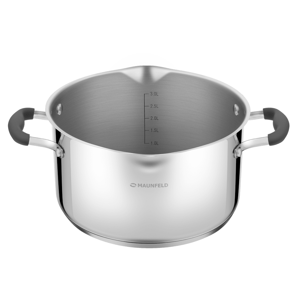 Кастрюля MAUNFELD LAURA MCS40S08GR из нержавеющей стали со стеклянной крышкой, 22 см, 4 л.