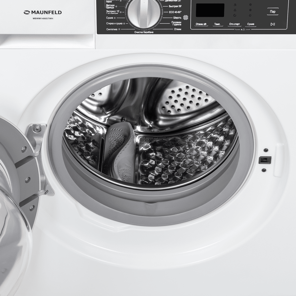 Встраиваемая стиральная машина с сушкой и паром MAUNFELD MBWM1486STWH