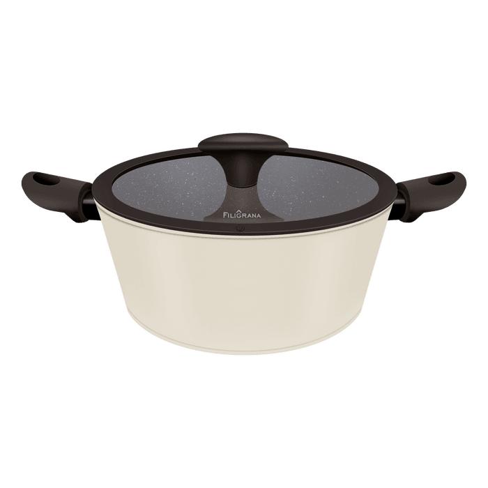 Кастрюля FILIGRANA EDDA FG20EDD01CS из кованого алюминия со стеклянной крышкой, 20 см