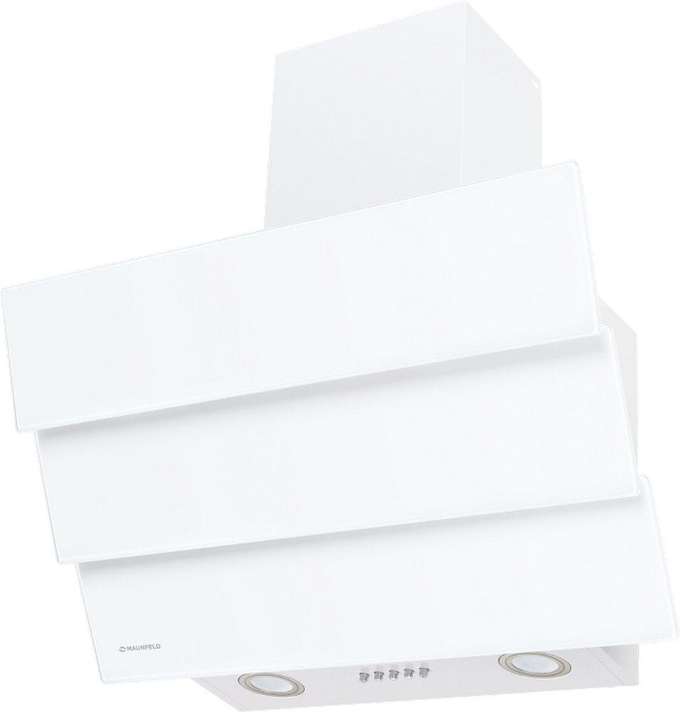 Наклонная белая вытяжка 60 см с кнопочным управлением