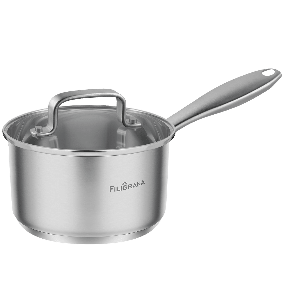 Ковш FILIGRANA MOLLY FG18MLL01SP из нержавеющей стали со стеклянной крышкой, 16 см, 1,8 л.