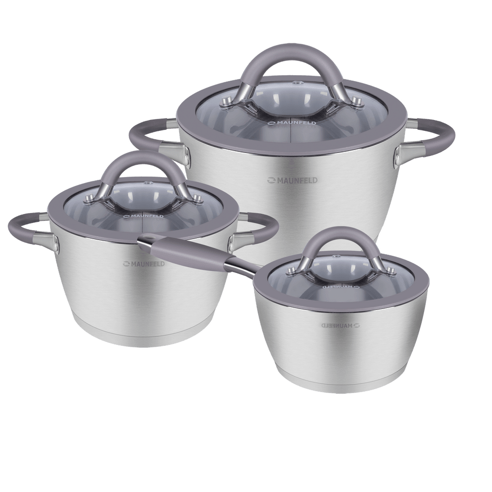 Набор посуды из нержавеющей стали MAUNFELD LEONA MF124LN01ST (6 предметов)