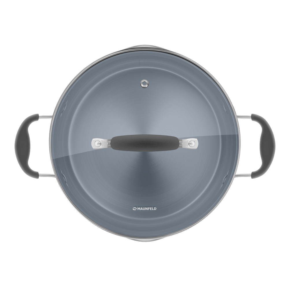 Кастрюля MAUNFELD LAURA MCS40S08GR из нержавеющей стали со стеклянной крышкой, 22 см, 4 л.