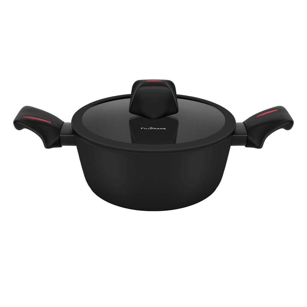 Кастрюля FILIGRANA CARITA FG24CRT01CS из кованого алюминия со стеклянной крышкой, 24 см