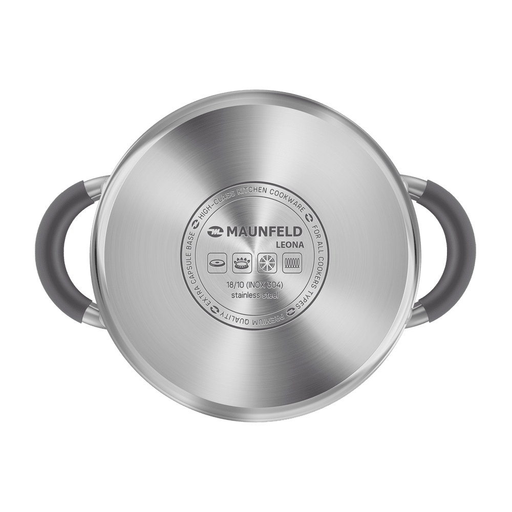 Кастрюля MAUNFELD LEONA MF50LN01CR из нержавеющей стали со стеклянной крышкой, 22 см, 4,2 л