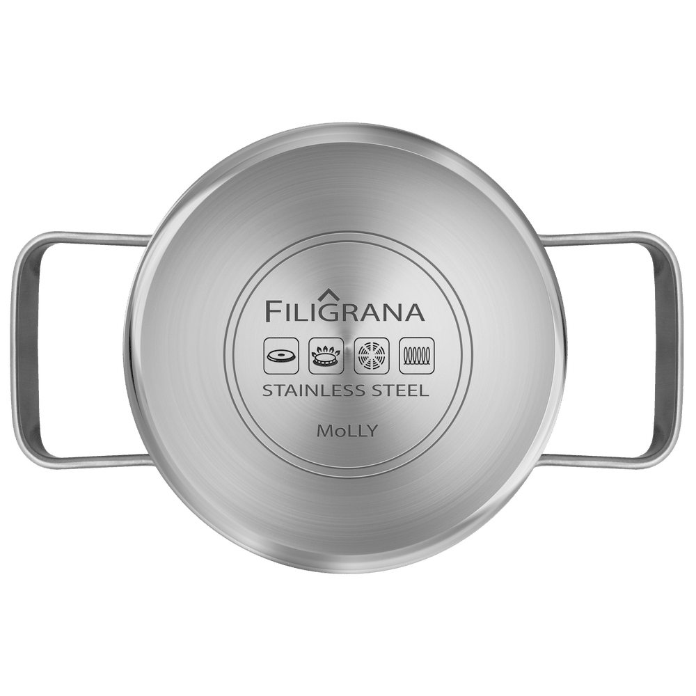 Кастрюля FILIGRANA MOLLY FG50MLL01CR из нержавеющей стали со стеклянной крышкой, 22 см, 4,7