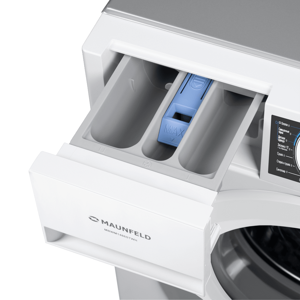 Встраиваемая стиральная машина с сушкой и паром MAUNFELD MBWM1486STWH