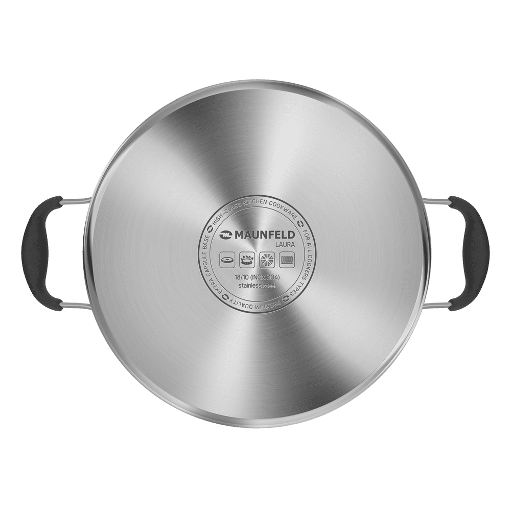 Кастрюля MAUNFELD LAURA MCS40S08GR из нержавеющей стали со стеклянной крышкой, 22 см, 4 л.
