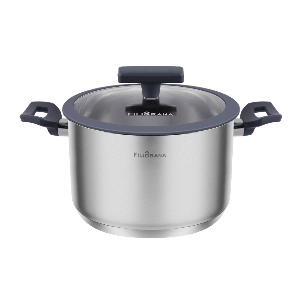Кастрюля FILIGRANA STELLA FG30STL01CR из нержавеющей стали со стеклянной крышкой, 18 см, 2,6 л.