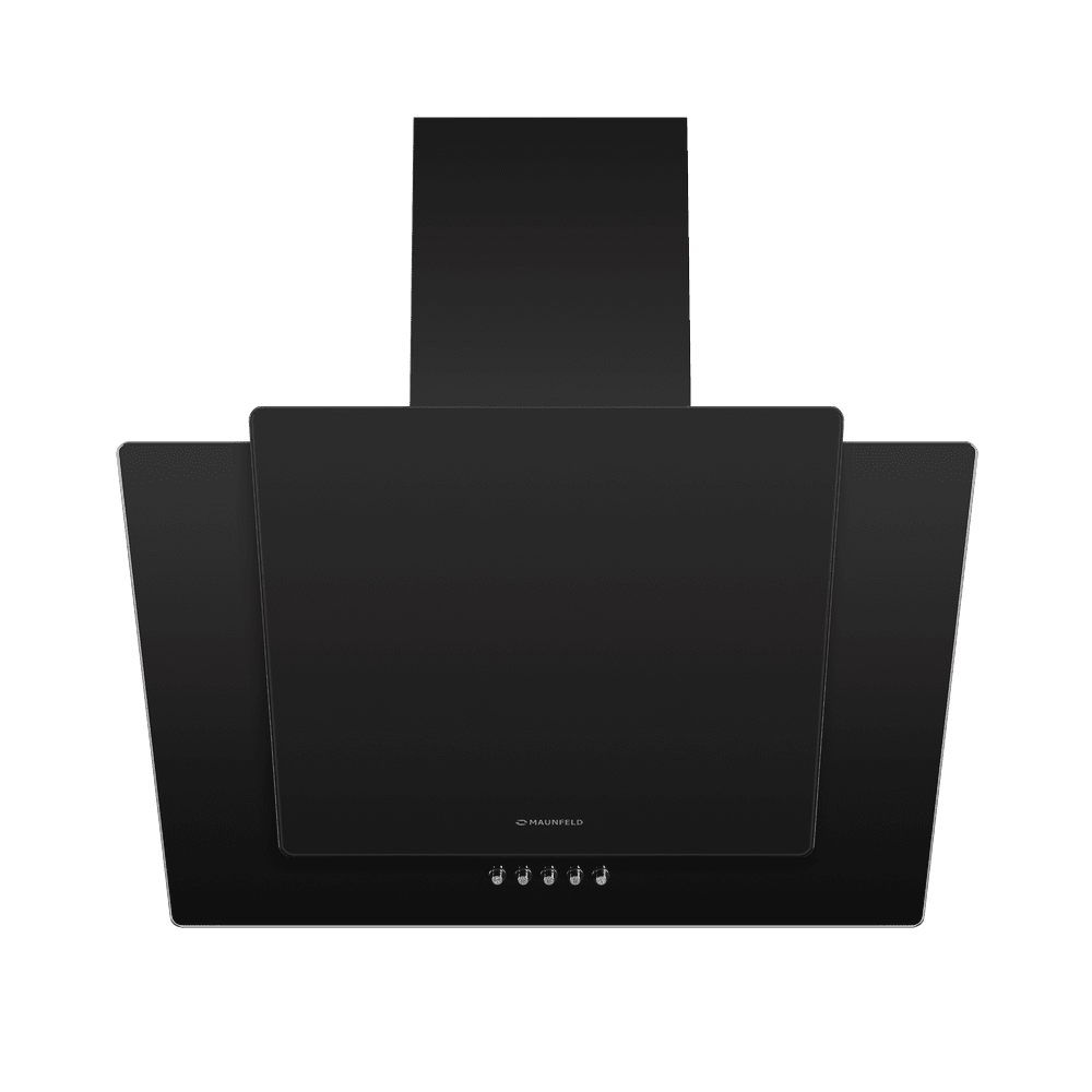 Наклонная черная вытяжка 60 см с кнопочным управлением