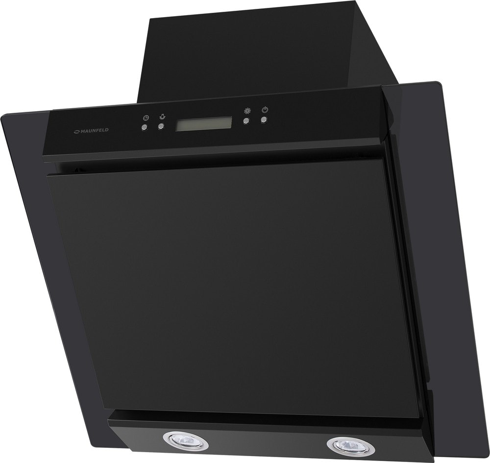 Наклонная черная вытяжка 60 см с кнопочным управлением Наклонная черная вытяжка 60 см с кнопочным управлением