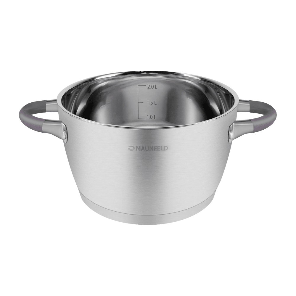 Кастрюля MAUNFELD LEONA MF30LN01CR из нержавеющей стали со стеклянной крышкой, 18 см, 2,4 л.