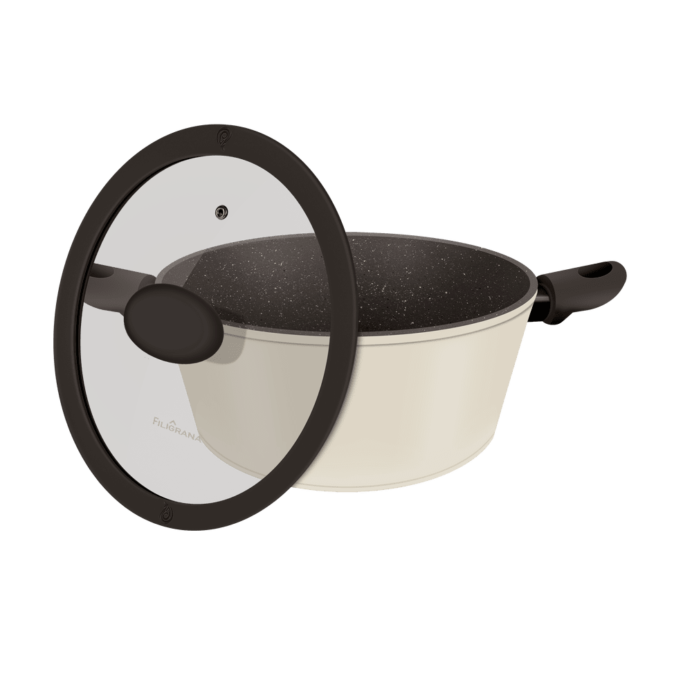 Кастрюля FILIGRANA EDDA FG24EDD01CS из кованого алюминия со стеклянной крышкой, 24 см