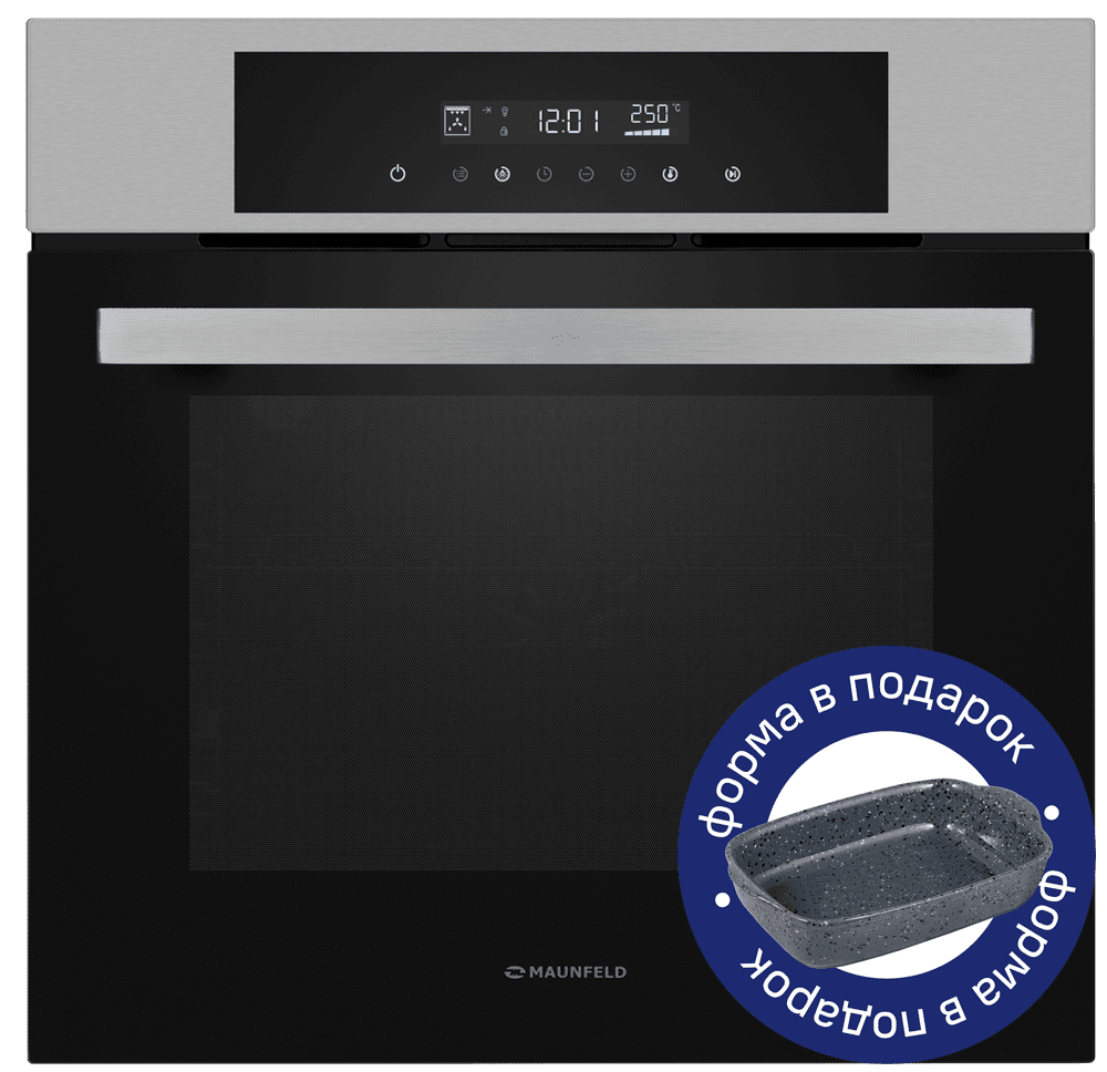 Электрический  серый духовой шкаф 60 см с режимом конвекции