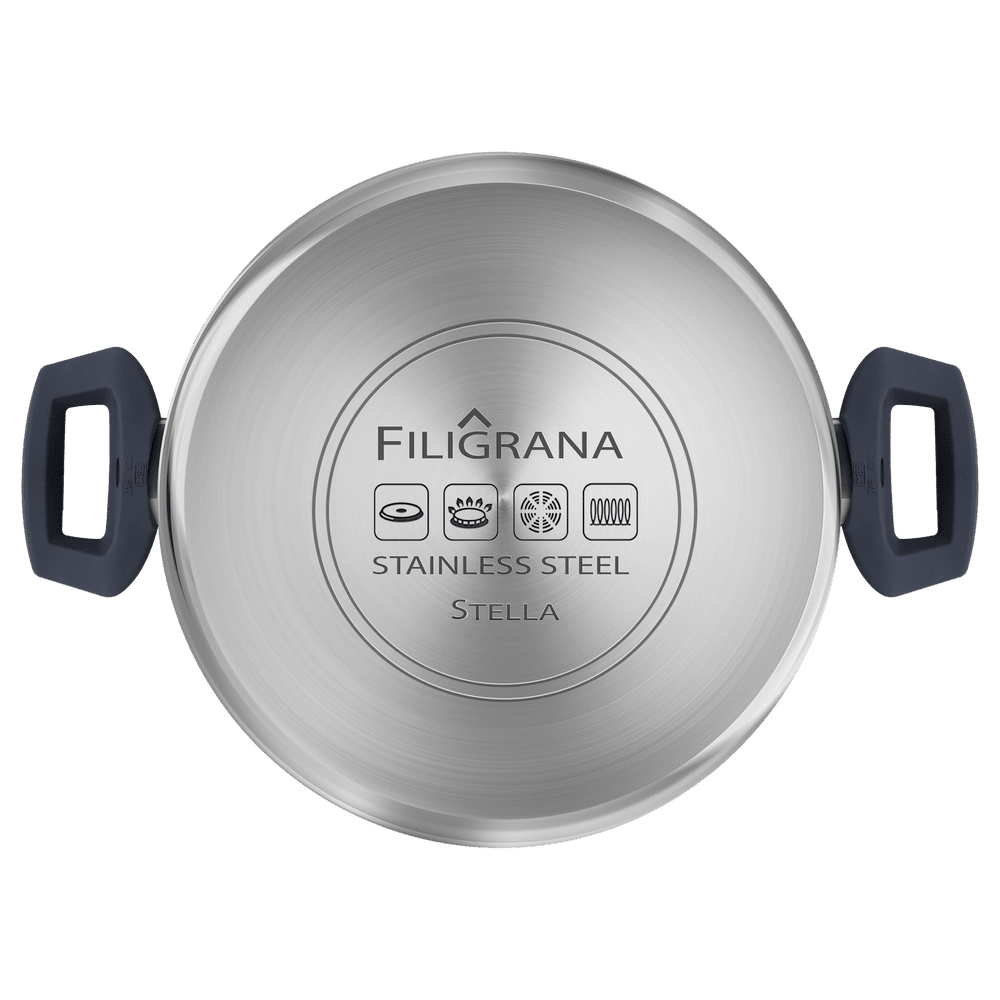 Кастрюля FILIGRANA STELLA FG20STL01CR из нержавеющей стали со стеклянной крышкой, 16 см, 1,9 л