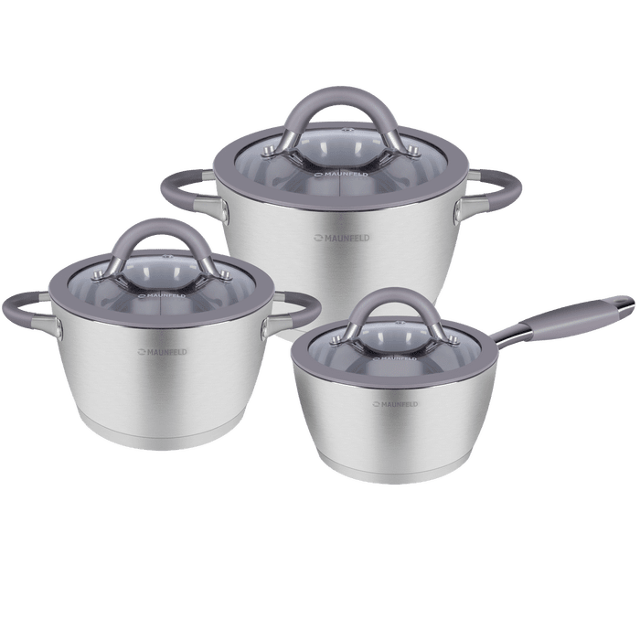 Набор посуды из нержавеющей стали MAUNFELD LEONA MF124LN01ST (6 предметов)