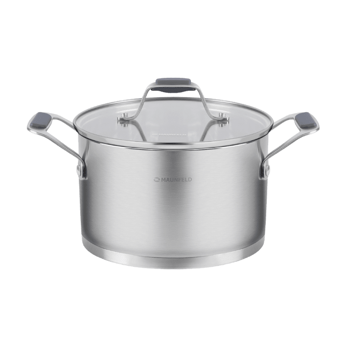 Кастрюля MAUNFELD MADISON MF30MS01CR из&nbsp;нержавеющей стали со&nbsp;стеклянной крышкой, 18  см, 2,6