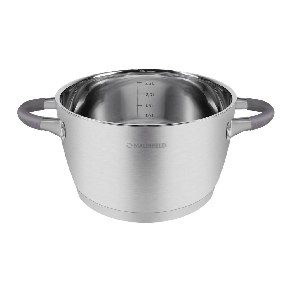 Кастрюля MAUNFELD LEONA MF40LN01CR из нержавеющей стали со стеклянной крышкой, 20 см, 3,2 л.