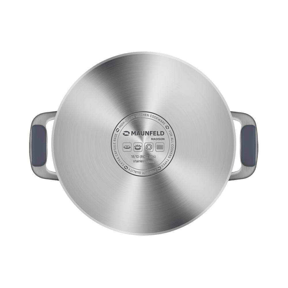 Кастрюля MAUNFELD MADISON MF30MS01CR из нержавеющей стали со стеклянной крышкой, 18 см, 2,6