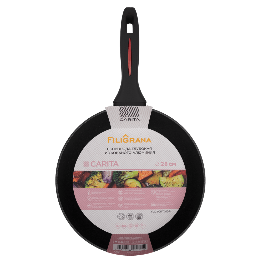 Сковорода глубокая FILIGRANA CARITA FG28CRT01DP из кованого алюминия, 28 см